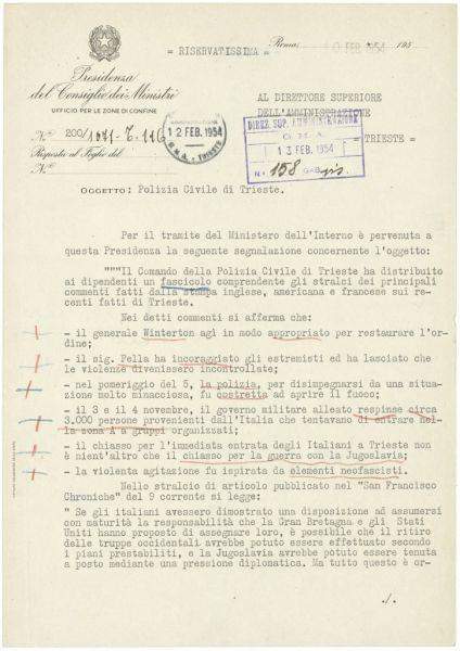 Ministero interno su scontri 3 4 novembre 1953i